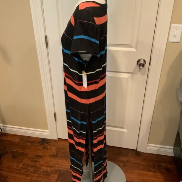 Free People Multicolor Striped Short Sleeve Maxi Dress Size Medium - Picture 5 of 6